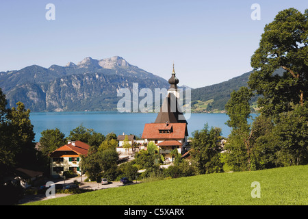 L'Autriche, Salzkammergut, lac Attersee, Steinbach, St Andrew's Church Banque D'Images