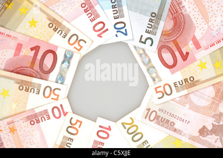 Arrière-plan de nombreux billets en euros Banque D'Images