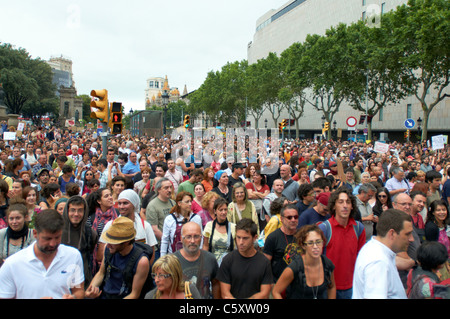 -Démonstration mouvement 15M- Barcelone, révolution espagnole. Banque D'Images