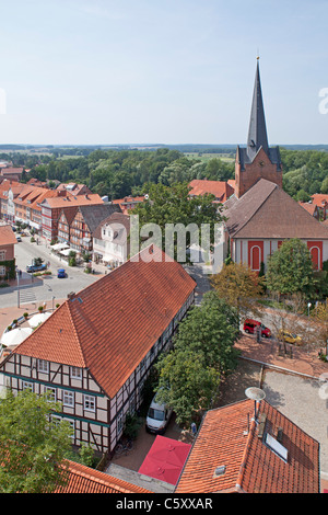 Vue panoramique de la vieille ville de Dannenberg, Basse-Saxe, Allemagne Banque D'Images