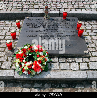 Plaque à la mémoire d'Auschwitz Banque D'Images