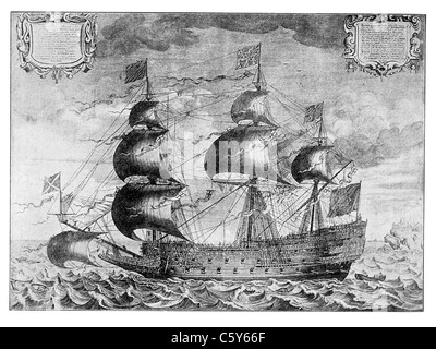 Le Sovereign of the Seas, construit pour la Royal Navy en 1637 ; noir et blanc Illustration ; Banque D'Images