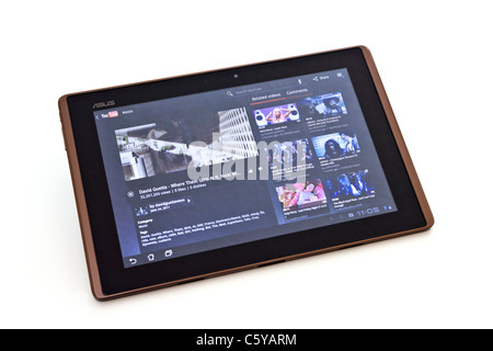 Android Tablet, music video, Youtube app Banque D'Images