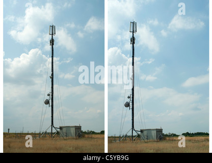 Antennes GSM sur fond de ciel bleu Banque D'Images