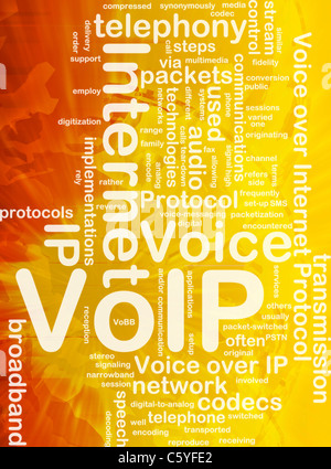 Concept d'arrière-plan de l'illustration wordcloud international VoIP Banque D'Images