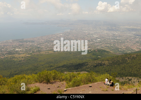 Vue de Naples Italie depuis le sommet du Vésuve Banque D'Images