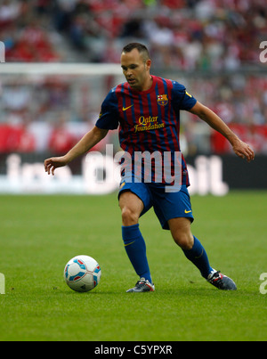 Joueur du FC Barcelone Andres Iniesta en action Banque D'Images