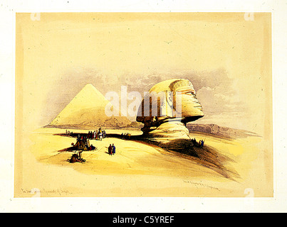 Le Grand Sphinx, pyramides de Girzeh (Gizeh), Louis Haghe / David Roberts 'la Terre Sainte, la Syrie, l'Idumée, l'Arabie, l'Egypte et la Nubie' Banque D'Images