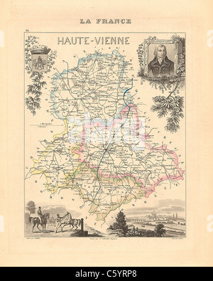 Haute Vienne Ministère - Antiquarian Site à partir d'un Atlas Français 1858 "La France et ses colonies" (La France et ses colonies ) par Alexandre Vuillemin Banque D'Images