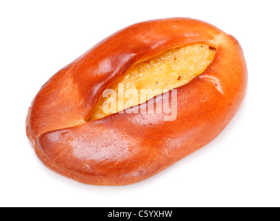 Tarte citron frais avec remplissage isolated on white Banque D'Images