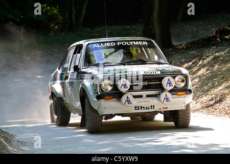 Bjorn Waldegard 1975 ex du RAC rally gagner Ford Escort MK2 RS1800 avec chauffeur David Watkins. 2011 Goodwood Festival of Speed. Banque D'Images