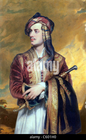 LORD George Gordon Byron (1788-1824) poète britannique en albanais dress peint par Thomas Phillips en 1813 Banque D'Images