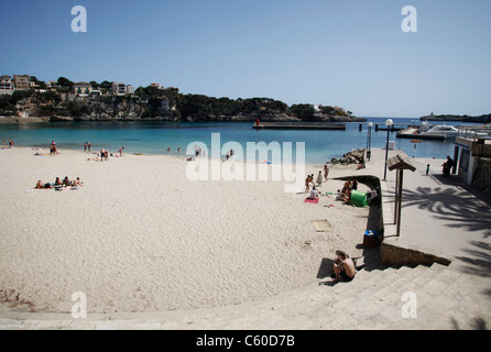 La plage de Porto Cristo, Majorque, Espagne, Banque D'Images