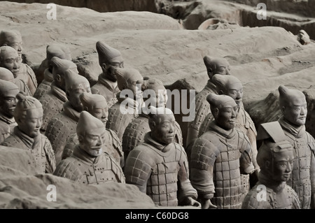 Un tableau de guerriers en terre cuite chinois de Xi'an tombe Banque D'Images