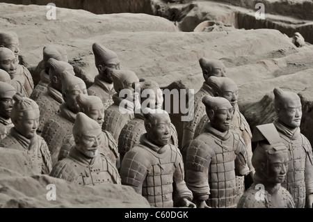 Un tableau de guerriers en terre cuite chinois de Xi'an tombe Banque D'Images