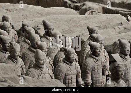 Un tableau de guerriers en terre cuite chinois de Xi'an tombe Banque D'Images