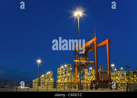 Grue de chantier en machines de conteneurs Banque D'Images
