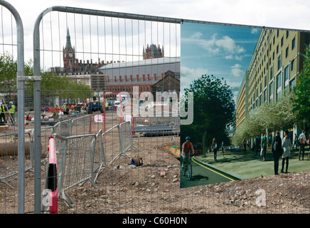 Les travaux de réaménagement de Kings Cross, London Banque D'Images