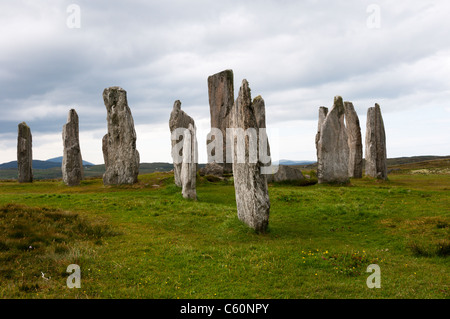 Callanish JE Stone Circle et de l'avenue de l'île de Lewis dans les Hébrides extérieures, en Écosse Banque D'Images