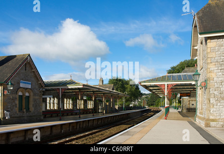 La gare à Grange-over-Sands, South Lakeland, Cumbria, Angleterre, Royaume-Uni Banque D'Images