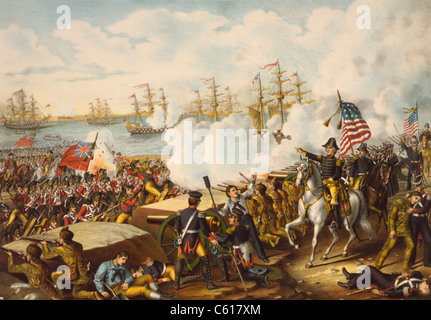 Bataille de la Nouvelle-Orléans, le 8 janvier 1815. Bataille finale de la guerre de 1812, résultant en victoire pour les forces américaines contre les Britanniques. Banque D'Images