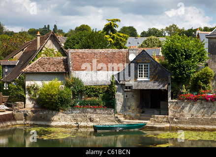 Boat House sur l'Indre, à Azay-le-Rideau, Indre et Loire, France, Europe Banque D'Images