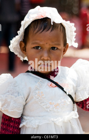 Portrait d'un enfant pris à Katmandou, Népal Banque D'Images