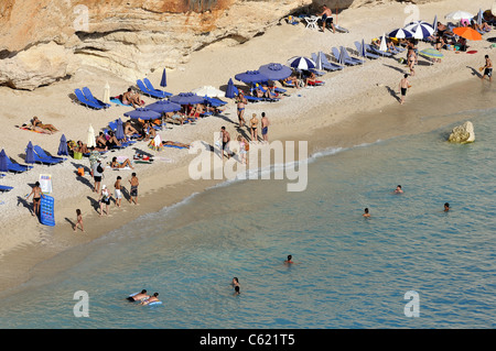 Plage de Porto Katsiki, île de Lefkada, Grèce Banque D'Images