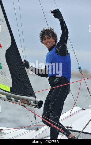 UK, Olympic Test Event, Iain Jensen remporte l'or dans la catégorie 49ER medal race for Australian Banque D'Images