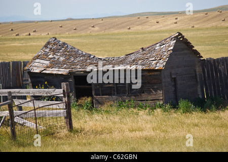 Pine Ridge Oglala Sioux Reservation Dakota du Sud une ferme abandonnée sur une ferme de prairie gros plan horizontal aux États-Unis États-Unis haute résolution Banque D'Images