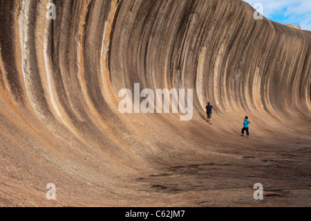 Wave Rock formation géologique de granit multicolore près de Hyden en Australie occidentale Banque D'Images