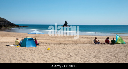 Large plage de Pembrokeshire Coast, Haven, South Wales, UK Banque D'Images