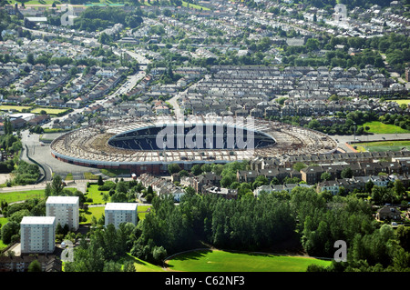 Vue aérienne du stade national de football écossais, Hampden Park, Glasgow, Banque D'Images