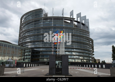 Une vue générale du bâtiment du Parlement européen à Strasbourg, France. Banque D'Images