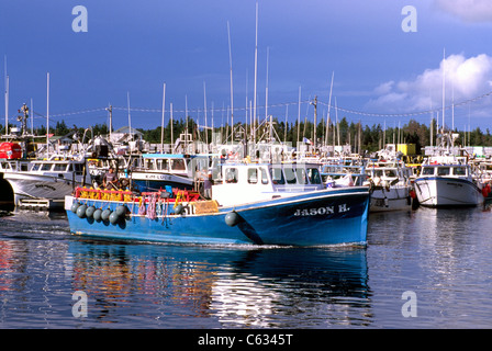 L'Île Miscou, Nouveau Brunswick, Canada - Bateaux de pêche commerciale au homard dans la région de Harbour Banque D'Images