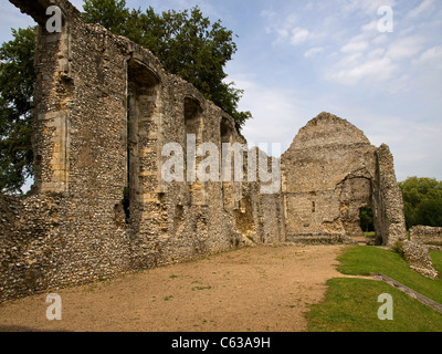 Les ruines de Bishop's Waltham Palace Hampshire England UK à la recherche dans le Grand Hall Banque D'Images