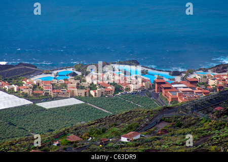 La Palma princess hotel princess of Kos et l'hôtel, las Indias, entouré de plantations de bananes, fermer fuencaliente, los canarios, la palma, Canary Islands, Spain, Europe Banque D'Images