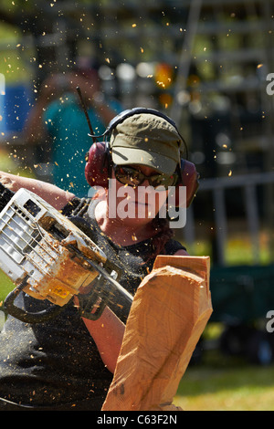 Chainsaw sculpture de la tronçonneuse Chix, Freds annuel Rural passe Show, près de Darwin, Territoire du Nord, Australie Banque D'Images