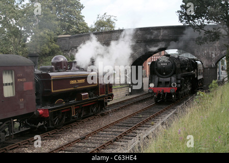 9F 2-10-0 92203 Prince Noir. Chemin de fer , North Norfolk, au Royaume-Uni. Weybourne Station. Banque D'Images