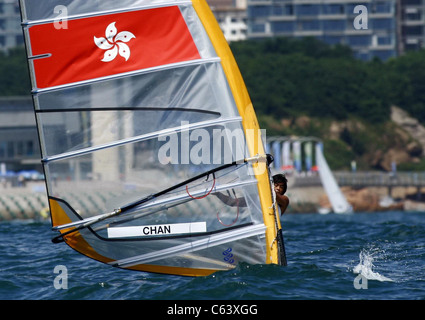 Aug 11 2008, Qingdao, Chine, les concurrents du Centre olympique de voile de Qingdao pendant les Jeux Olympiques de Beijing. sur emplacement pour Aug 11 - Partie 2, l'Été de Beijing 2008 Jeux Olympiques, Asie, Beijing, Chine, 11 août 2008. Photo par : Top Photo/Courtesy Everett Coll/USA L'HOMME SEULEMENT Banque D'Images