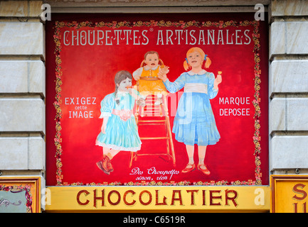 Bruxelles, Belgique. La Cure Gourmande - Pâtisserie. Détail de façade Banque D'Images