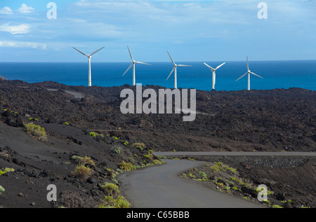 Les roues du vent au faro de Fuencaliente, côte sud, la palma, Canary Islands, Spain, Europe Banque D'Images