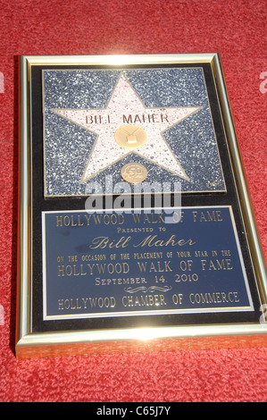 Star plaque à la cérémonie d'intronisation pour l'étoile sur le Hollywood Walk of Fame Cérémonie pour Bill Maher, Vine Street, Los Angeles, Banque D'Images