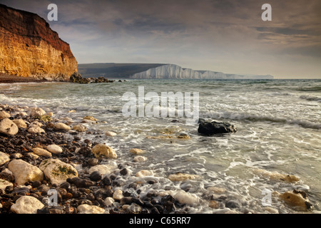 Vue de sept Sœurs de Seaford Head, East Sussex Banque D'Images