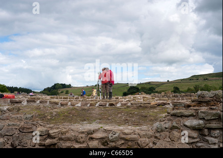 Fort romain de Vindolanda, fouilles archéologiques. Banque D'Images