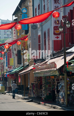 Maisons colorées à Chinatown, Singapour Banque D'Images