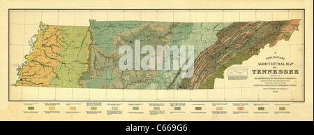 1896 carte agricole du Tennessee - carte Antiquarienne d'époque Banque D'Images