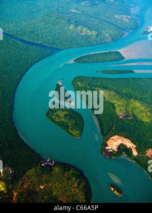 Vue aérienne des îles Riau dans le détroit de Singapour. Banque D'Images