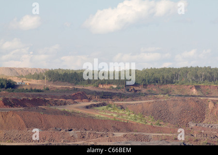 Hull-rouille-Mahoning Mine de fer à ciel ouvert, le fonctionnement dans la partie supérieure de la fosse Banque D'Images