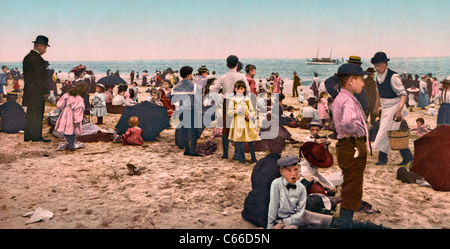 Sur la plage de Coney Island, NY vers 1902 Banque D'Images